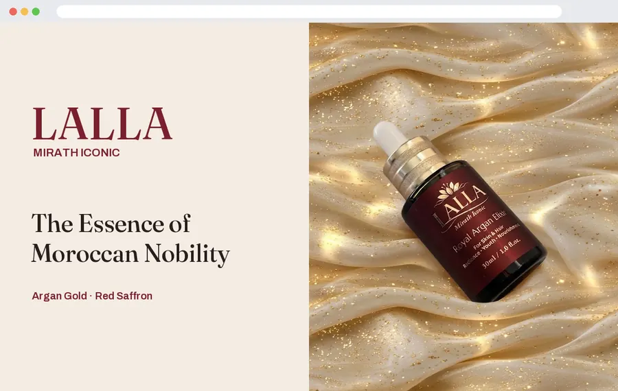 Sito di cosmetica marocchina con il siero all’argan in primo piano